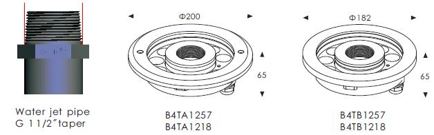 B4TA1257 B4TA1218 24VDC 12 قطعة 2 واط أو 3 واط إضاءة مركزية للأرض الجافة LED أضواء نافورة ، أضواء بركة تحت الماء منخفضة الجهد 0